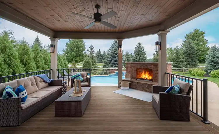 Photo of covered deck with vision board