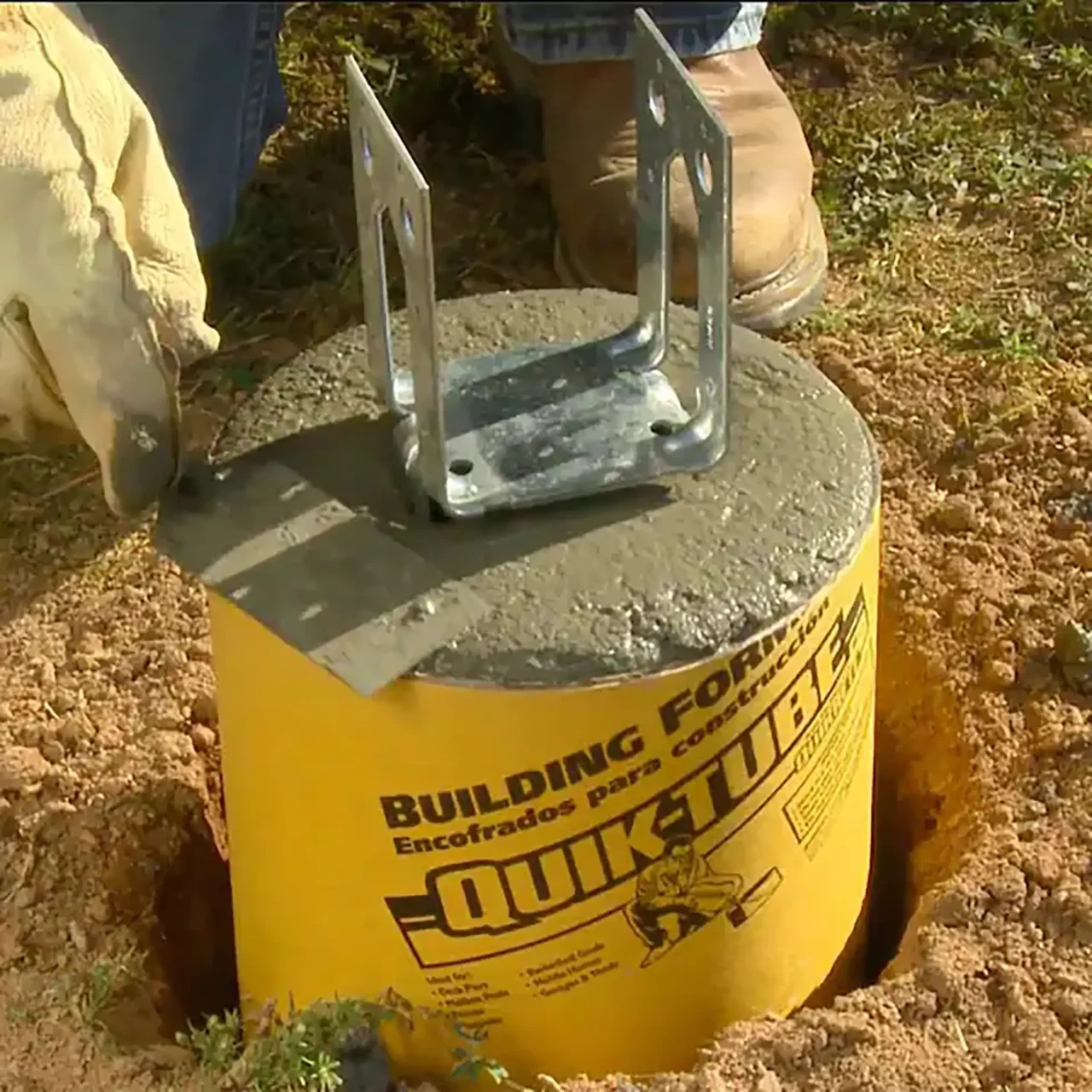Photo of a Quick-Crete form tube used for deck footings.