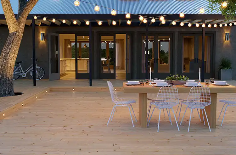 ProWood-Deck-String-Lights-Pressure-Treated Photo of pressure treated wood framing