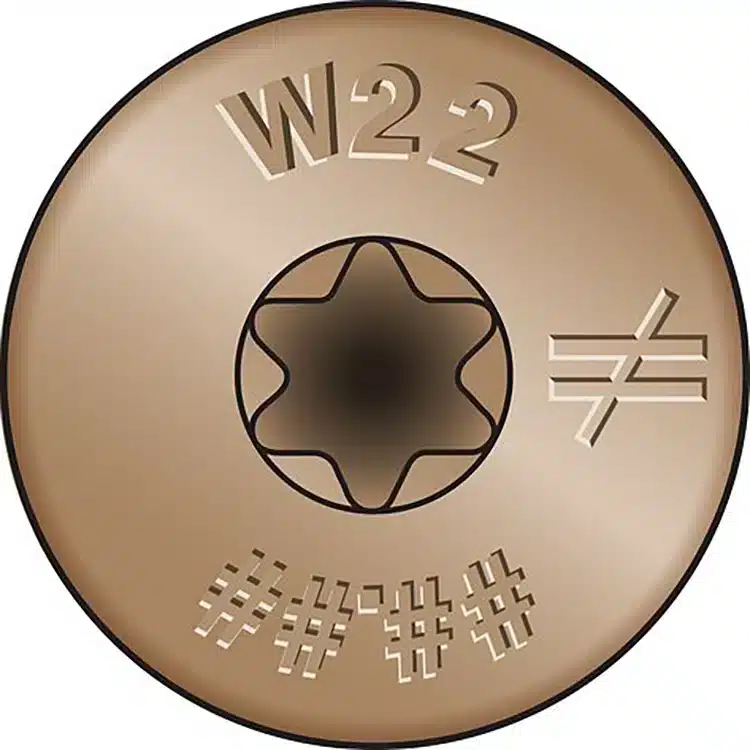 SDWS_Headstamp Image of head of Simpson Strong timber screw