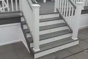 photo of deck steps with recessed lighting