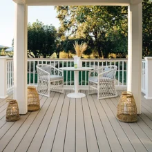 Photo of deck made of TimberTech Landmark Collection deck boards with pergola