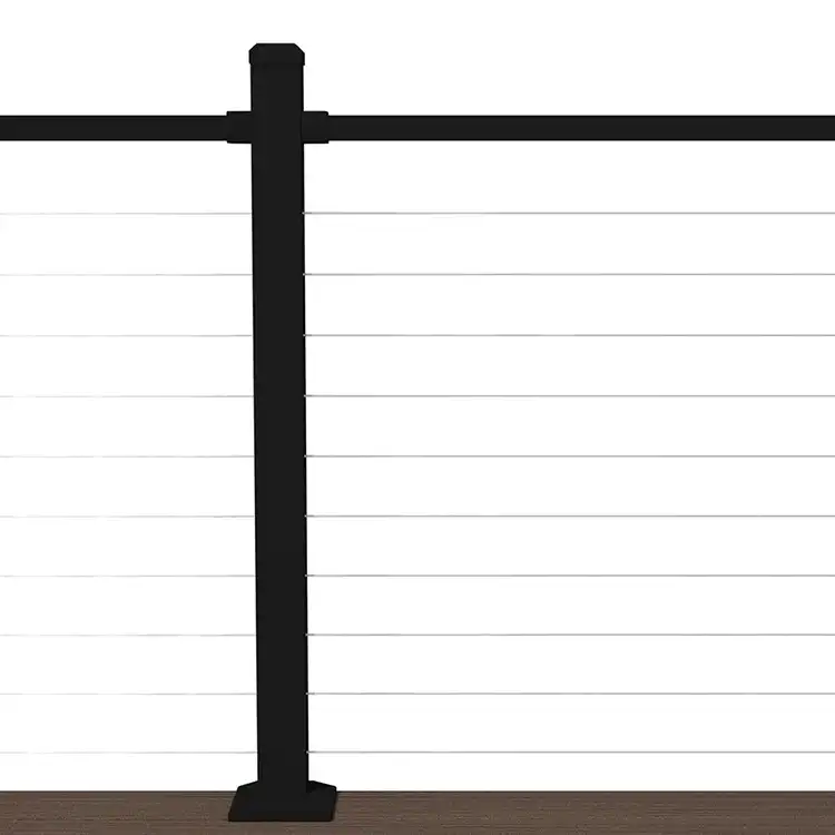 deckorators-contemporary-cable-rail-textured-black-close-up Photo of Deckorators Cable Railing