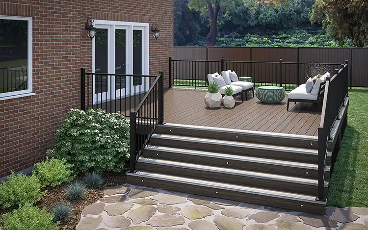 deckorators-voyage-deck-stairs-khaya-tundra-rapid-rail Photo of Deckorators Voyage Decking