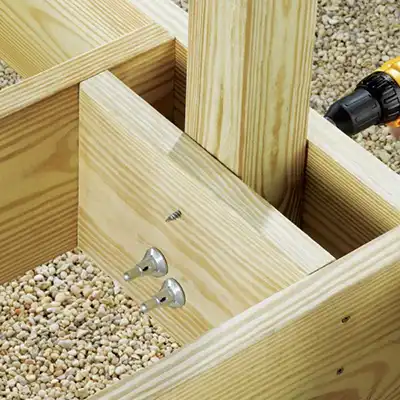 PHoto of ThruLOK structural deck screws in wood frame