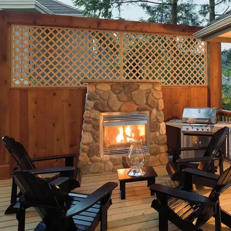 Photo of Deckorators wood-like privacy diamond plastic lattice privacy panels