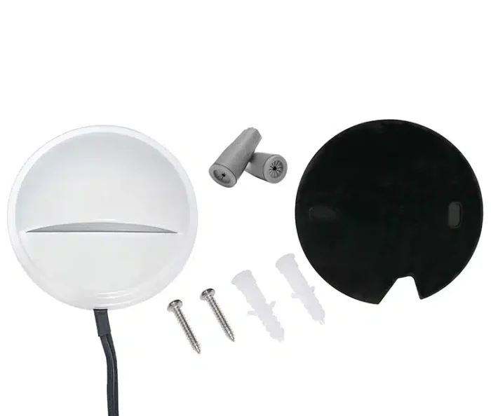 Photo of components of White Round Wedge Light Low Voltage - Side Post